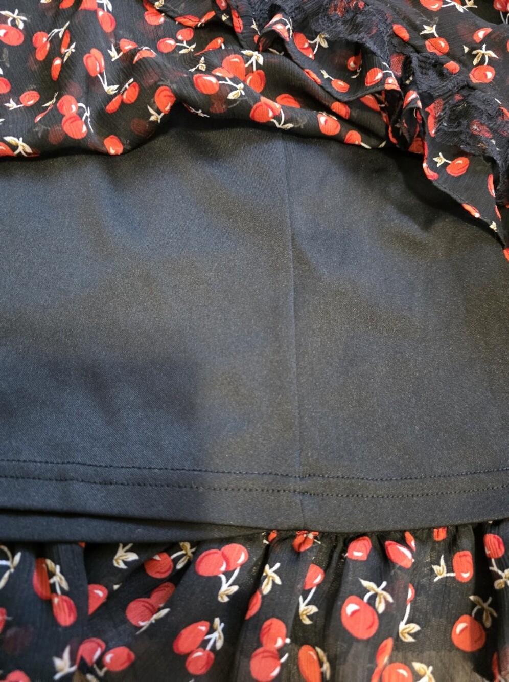 Vintage Rockabily Tripp Goth Black Cherry Print Short Sleeve Dress 90s Pinup - Picture 4 of 9